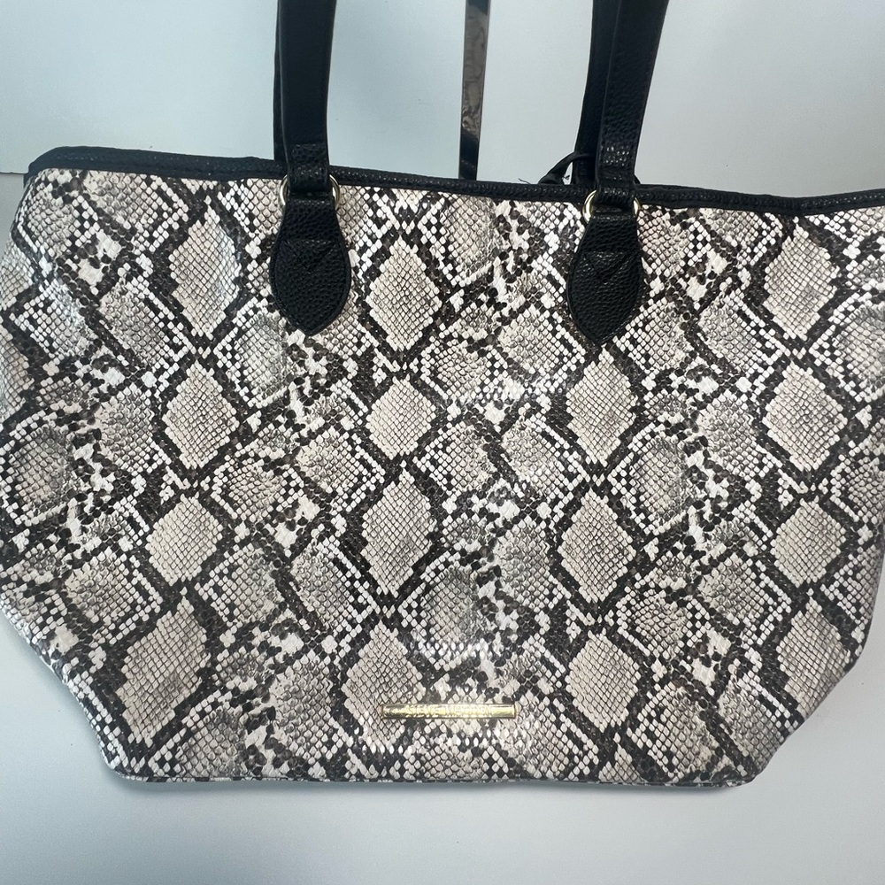 Steve Madden Black and White Snakeskin Tote